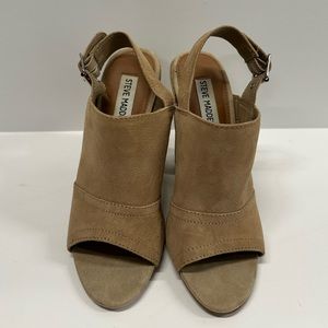 Steve Madden Tan Suede Open Toe Booties size 6.5